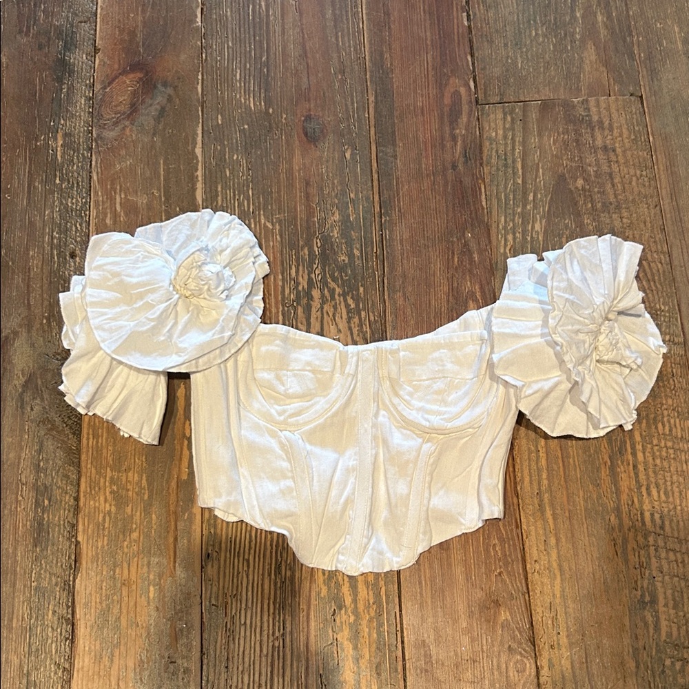 Bardot Sigma Corset linen Women Top in White size M 100% linen - Picture 5 of 14